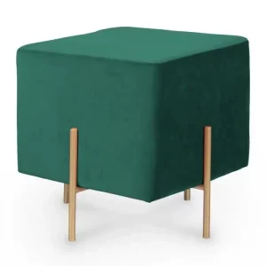 Tabouret carré velours vert royal