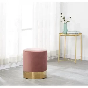 Pouf cylindrique velours peachy