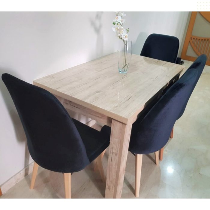 Table à manger 4 chaises noir-TM0N