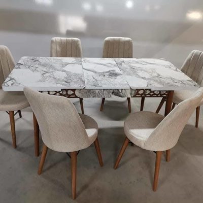 Table à manger-6 chaises-extensible-blanc-170cm