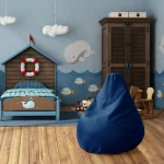 Pouf enfant uni bleu foncé