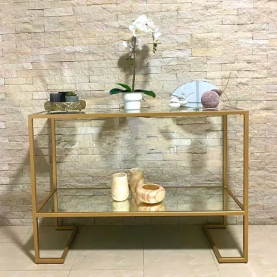 Table console dorée 120/35 cm