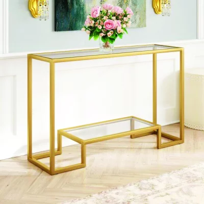 Table console dorée 120cm