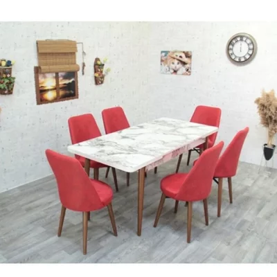 Table à manger 6 chaises-rouge-170cm