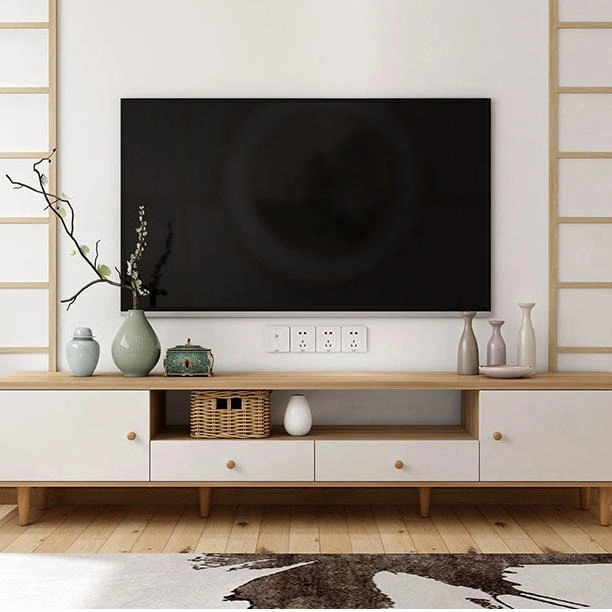 Meuble TV Nordic 160cm blanc/beige-NTR4