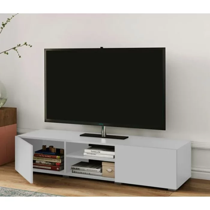 Meuble TV BIKA 2 portes 160cm blanc ML19