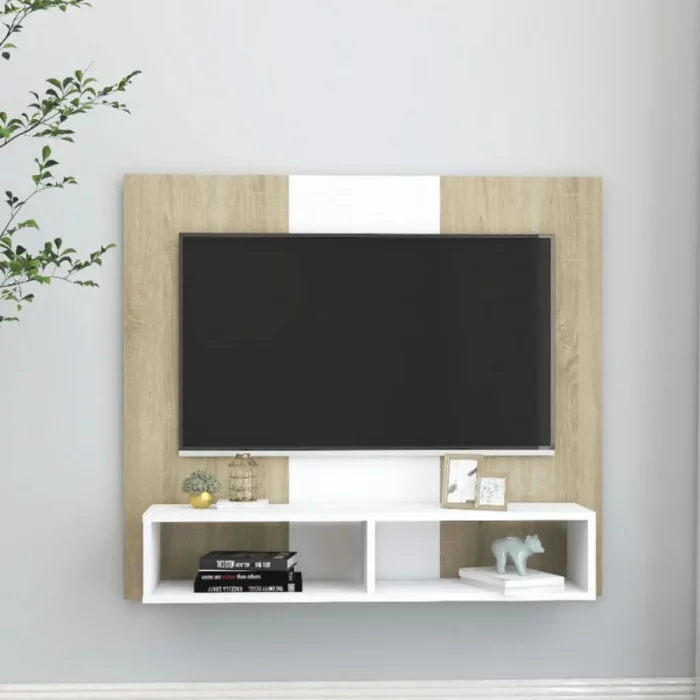 Meuble TV mural 160x160cm beige/blanc - PT006