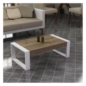 Table basse marron/blanc
