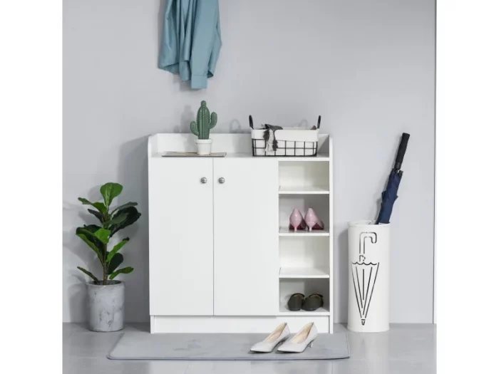Meuble à chaussures 2 portes 90cm blanc