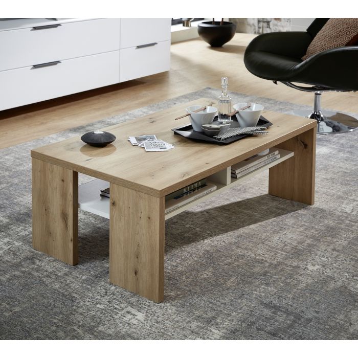 Table salon 100cm-chêne/blanc
