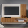 Meuble TV Mural en blanc et chêne - MTM