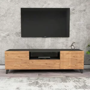 Meuble TV 3 portes 160cm noir chêne - MT03N