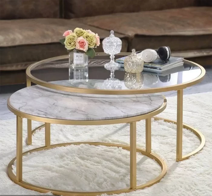 Table gigogne ronde-verre-70cm