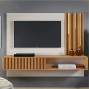 Meuble TV Mural en blanc et chêne - MTM