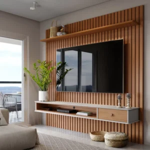 Meuble TV Mural Corral Blanc Marron
