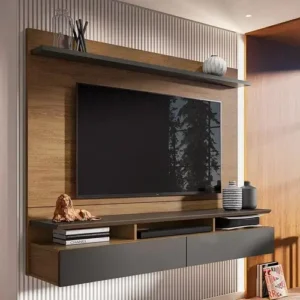 Meuble TV Mural LANNA Noir Marron