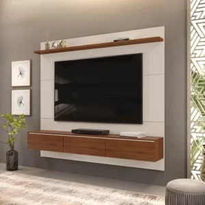 Meuble TV Mural Mirage Blanc Marron