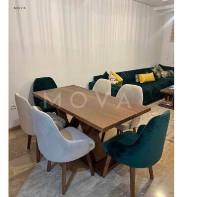 Table bois 160/80cm - 6 chaises