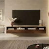 meuble tv suspendu marron 160 cm