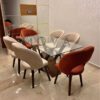 Table en verre 160cm et 6 chaises