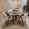 Table verre ronde 4 chaises ALPHA