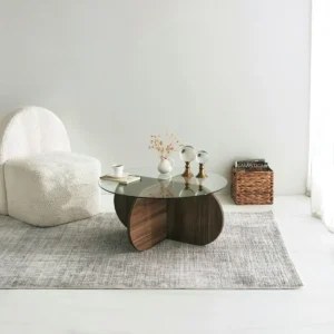 Table basse ronde verre 80cm