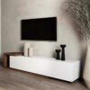Meuble TV moderne Blanc-Marron