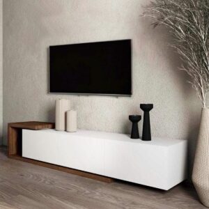 Meuble TV moderne Blanc-Marron